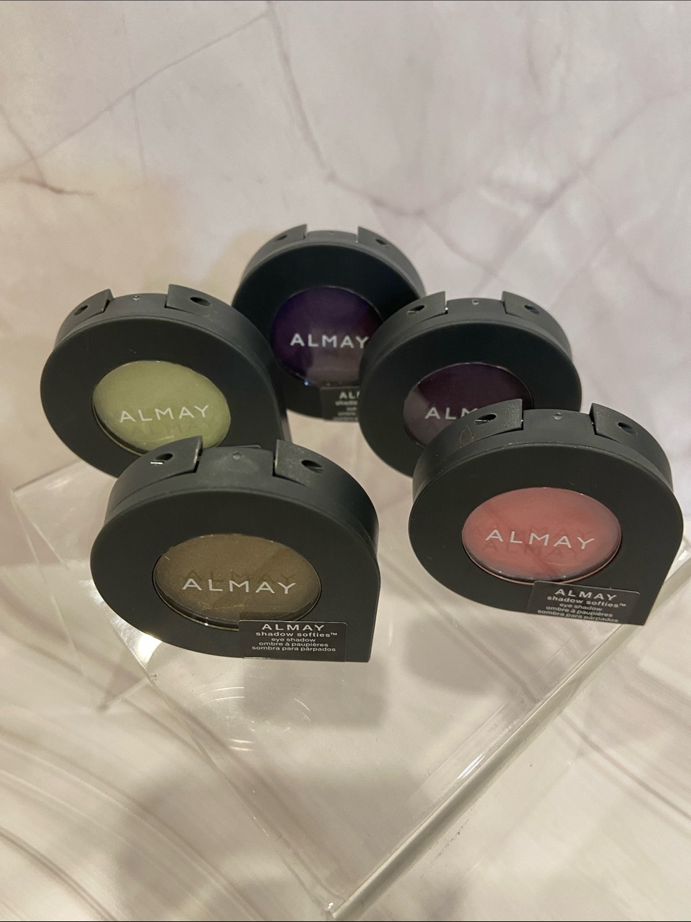5 Almay Single Eyeshadow Set — Pink, Purple, Green, Olive, Plum